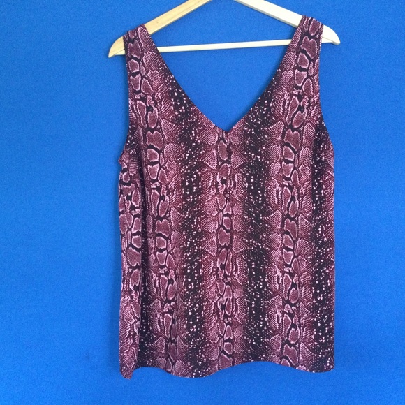 Addition Elle NWT XL 40" Chest Burgundy Snakeskin Print Sleeveless V-neck Blouse - Picture 2 of 11